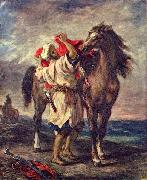 Eugene Delacroix Marokkaner beim Satteln seines Pferdes